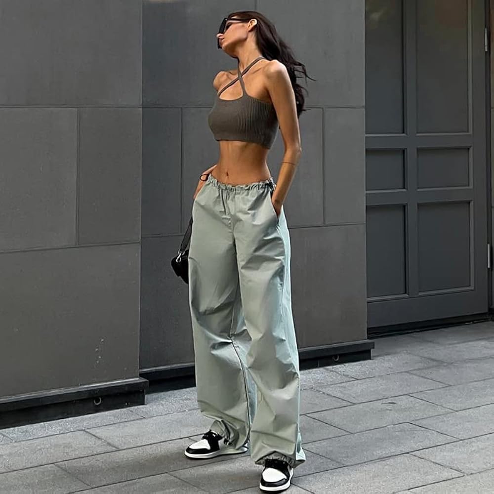 新品未使用MAD GIRL PUNKS lace cargo pants y2k Cargo Pants Streetwear: Low Rise Wide Leg Trousers With Punk